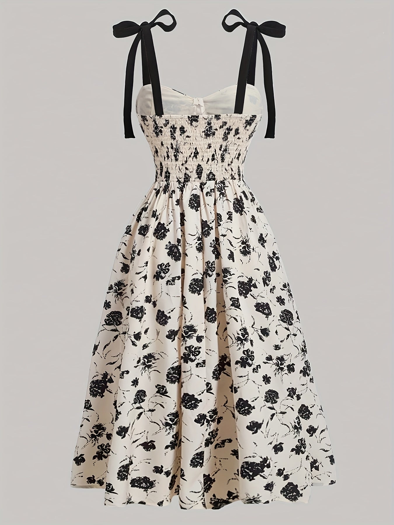 Women's Floral Print Sleeveless Maxi Dress with Bow Detail