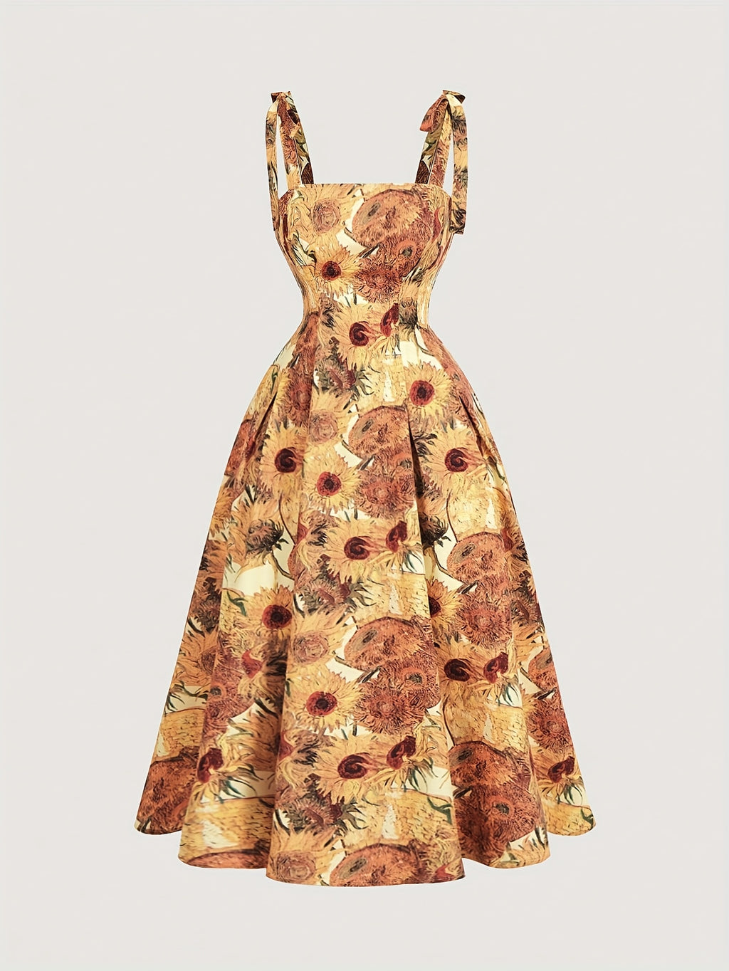 Sunflower Print Sleeveless Dress