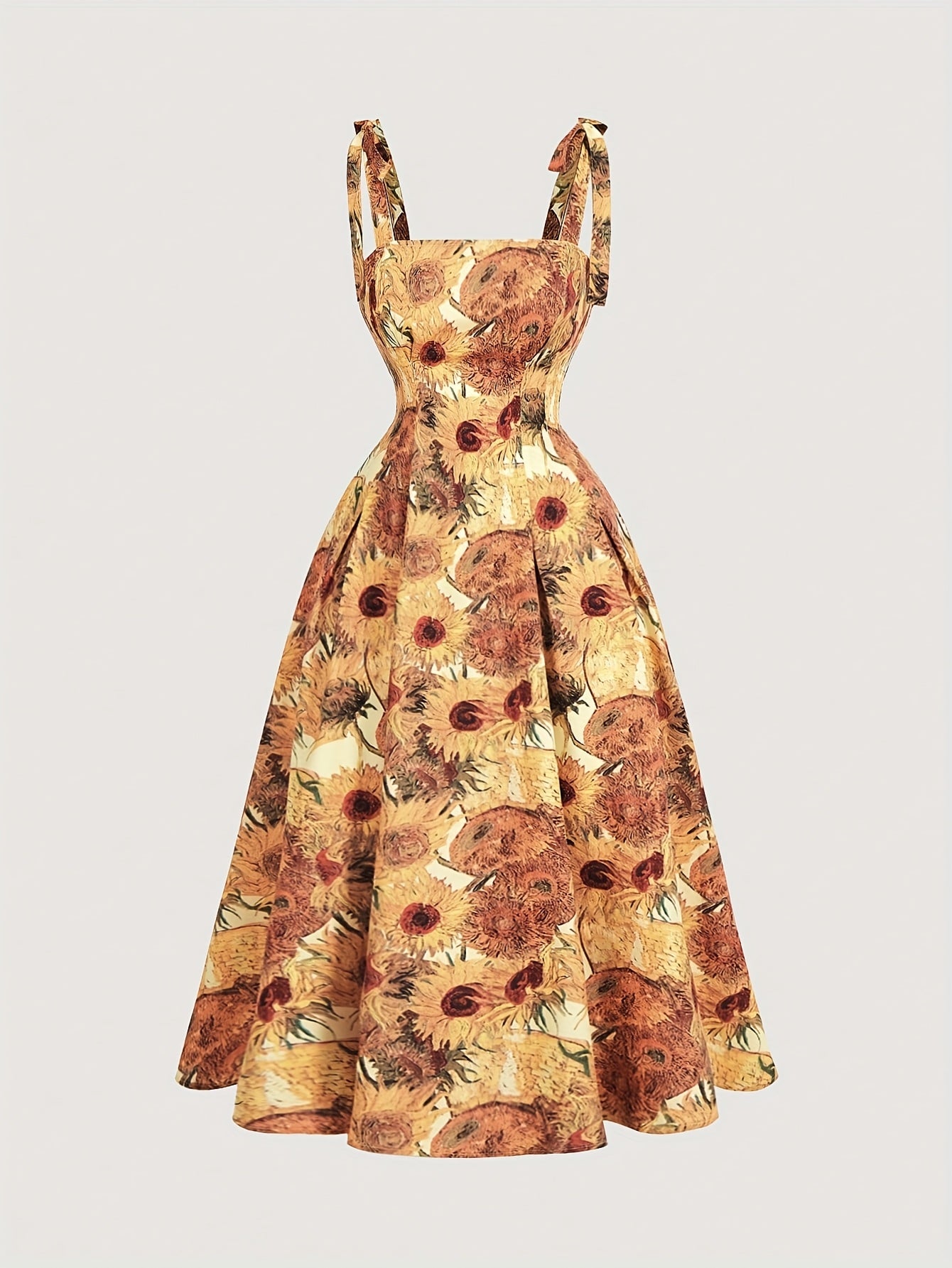 Sunflower Print Sleeveless Dress