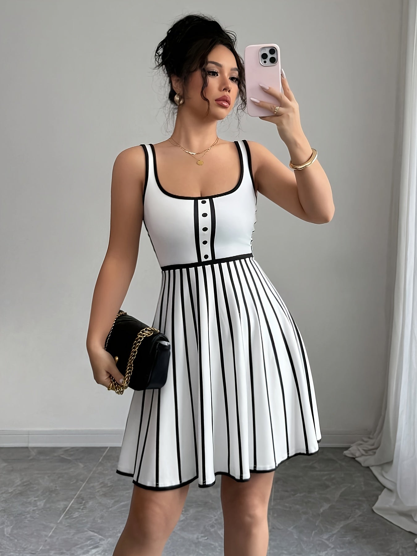 Elegant Striped Midi Dress