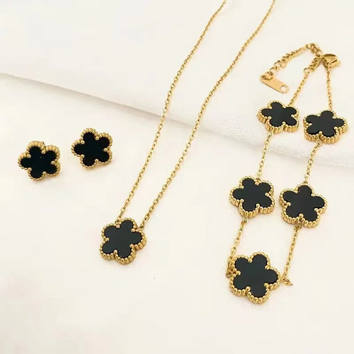 3Pcs Stainless Steel  Luxury Five Leaf Flower
