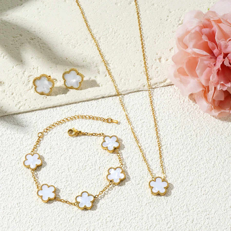 3Pcs Stainless Steel  Luxury Five Leaf Flower
