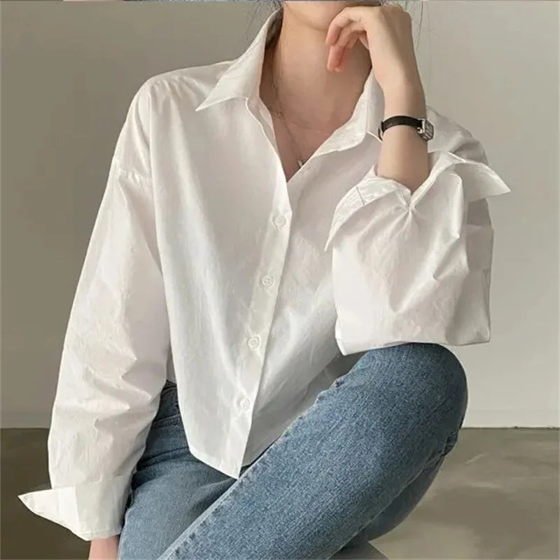 Casual Long Sleeve White Shirt