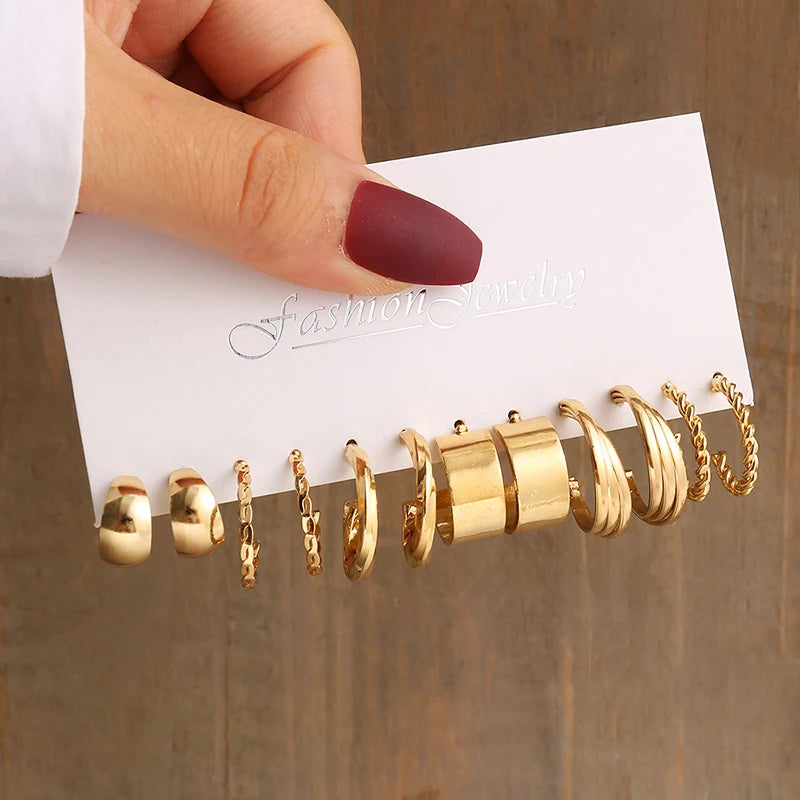 Gold Color Vintage  Pearl Earrings Set