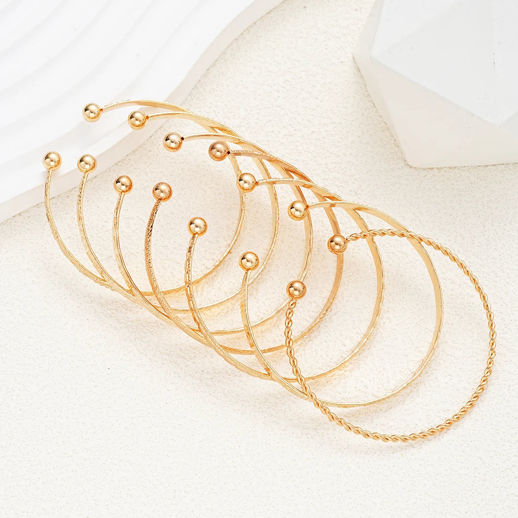 7 Pcs/Set Gold Color Bracelets for Women