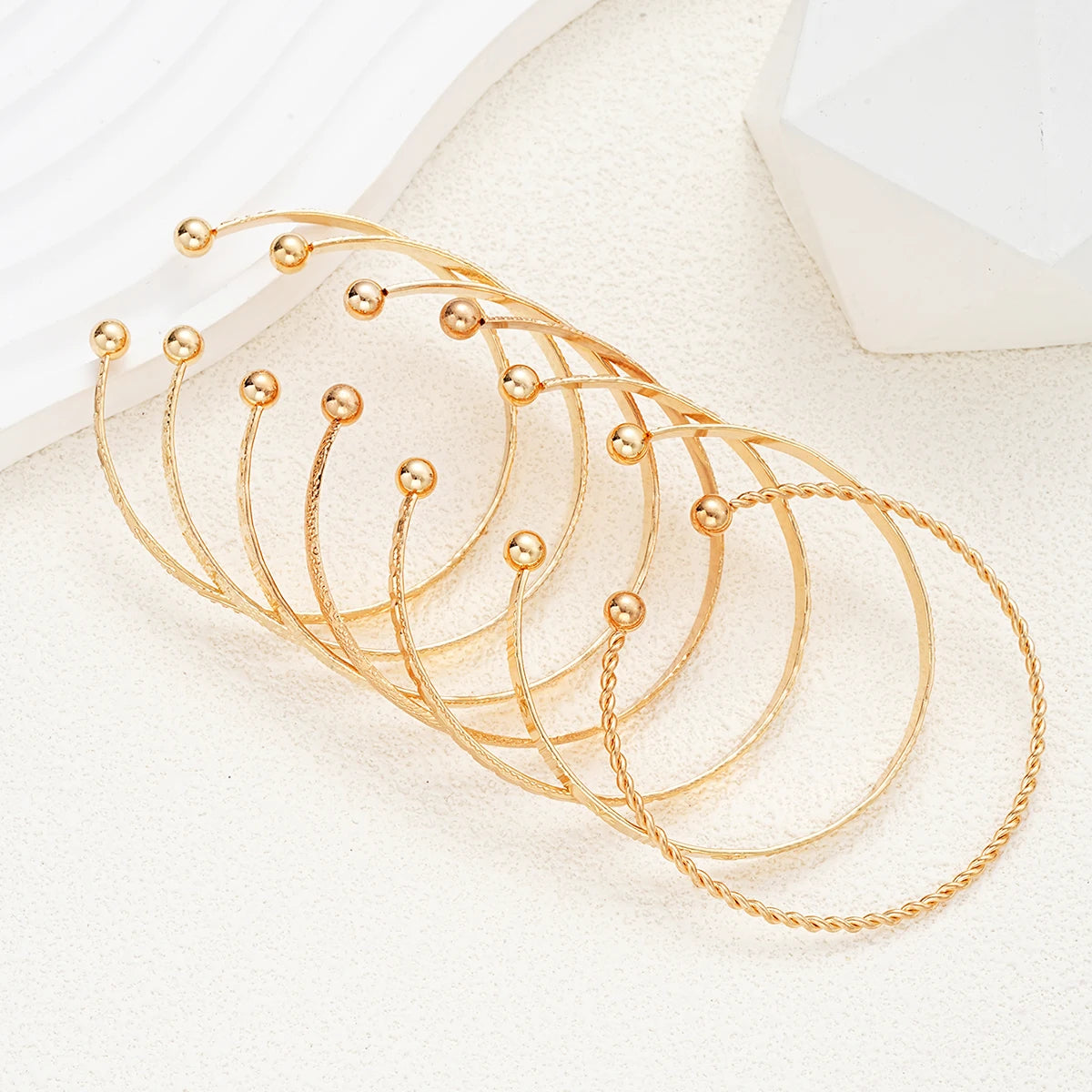 7 Pcs/Set Gold Color Bracelets for Women