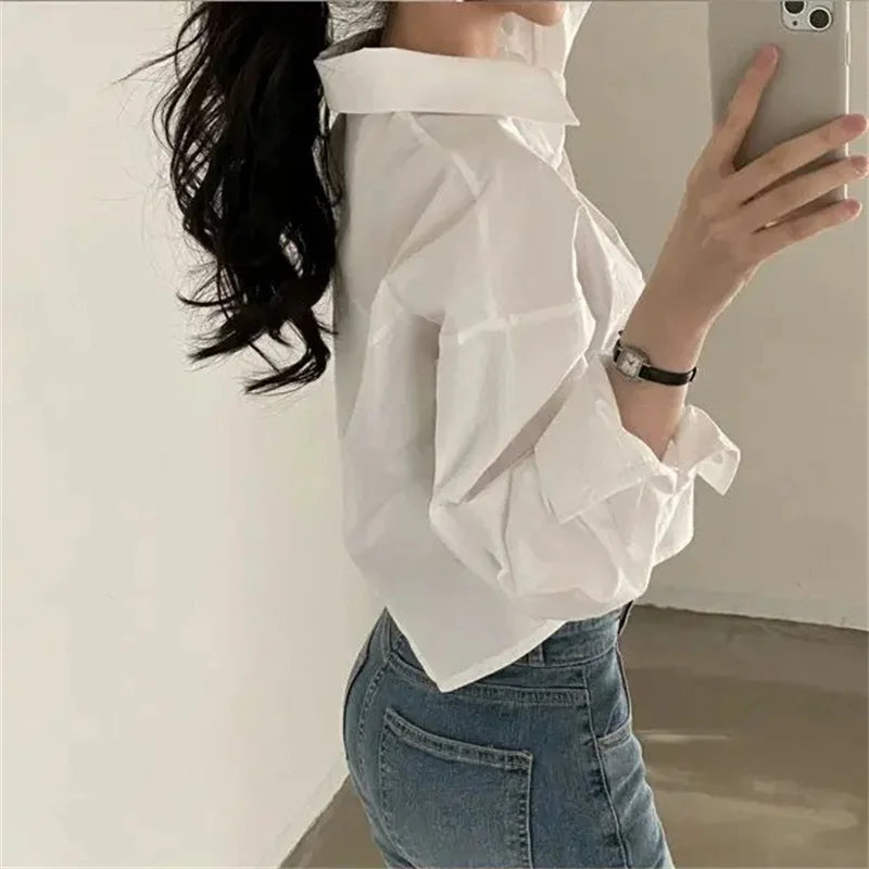 Casual Long Sleeve White Shirt