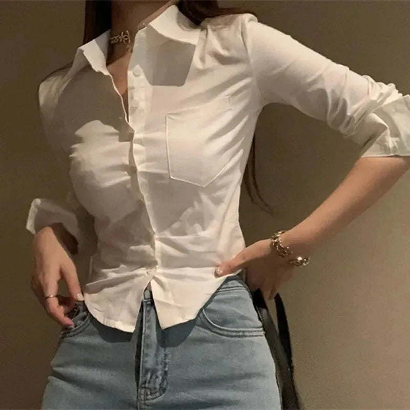 White Office Chiffon Shirt