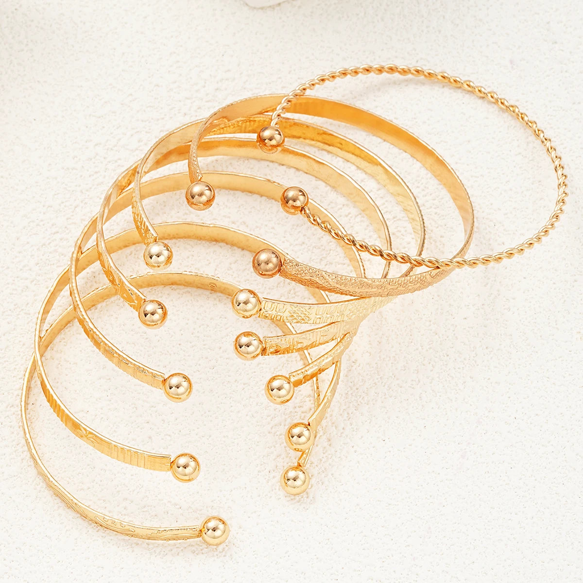 7 Pcs/Set Gold Color Bracelets for Women
