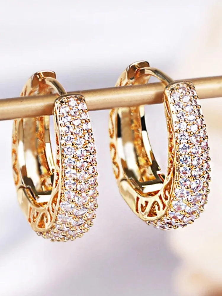 Hollow Gold Color Hoop Earrings
