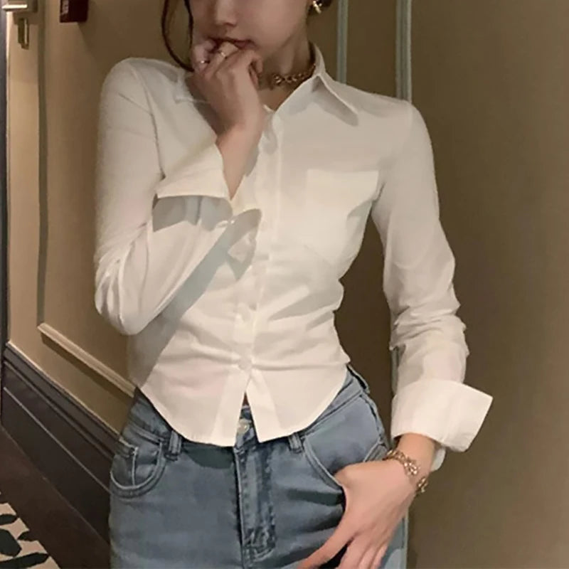 White Office Chiffon Shirt