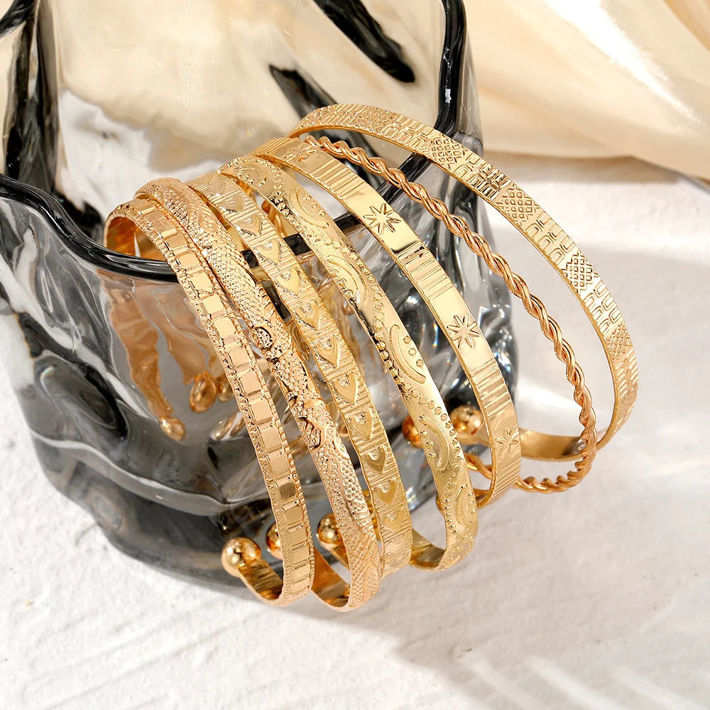 7 Pcs/Set Gold Color Bracelets for Women
