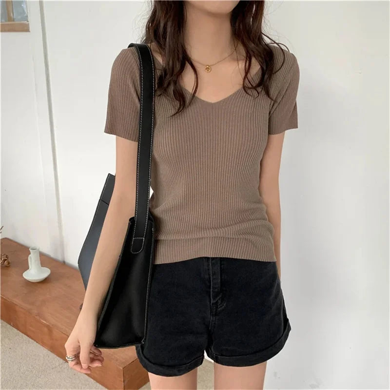 V-neck Thin Summer Knitted Sweater