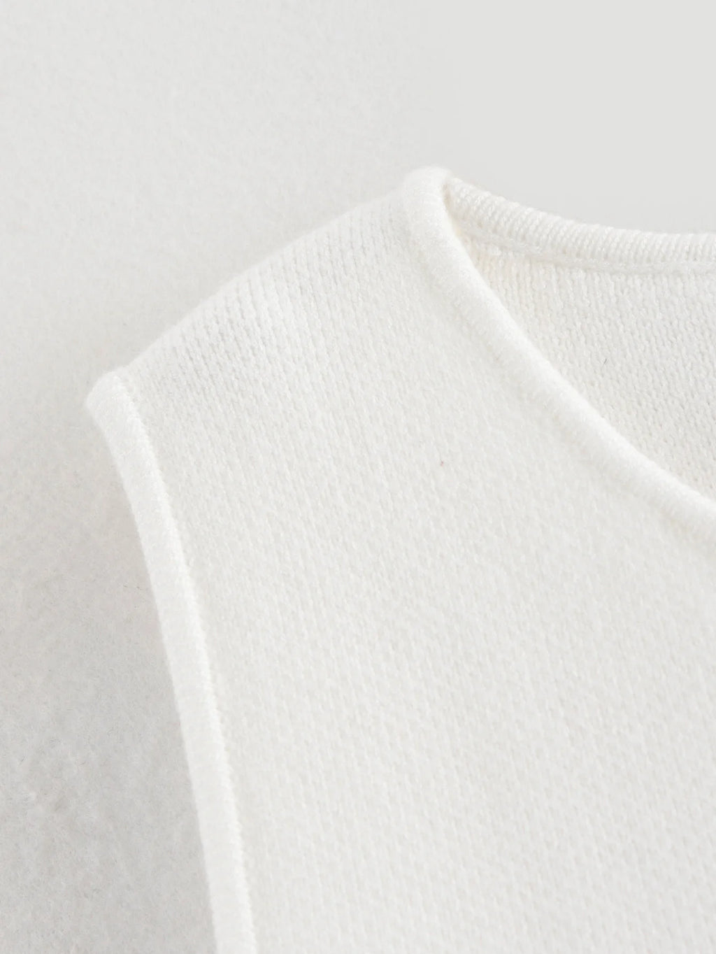 White Knit Button Crop Top