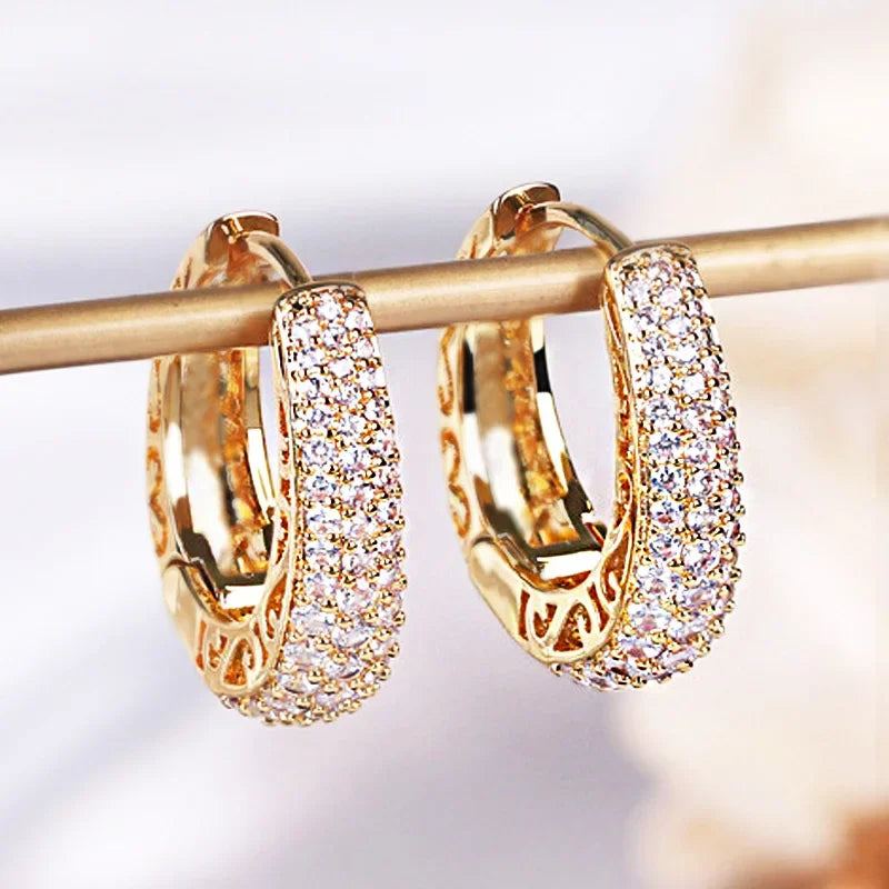 Hollow Gold Color Hoop Earrings