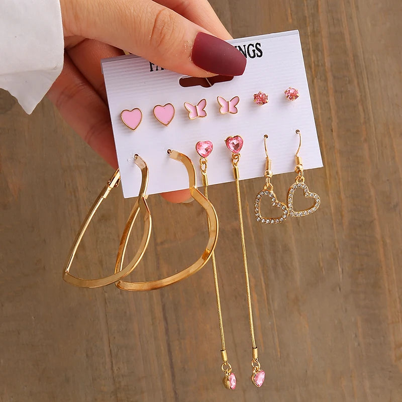 Gold Color Vintage  Pearl Earrings Set