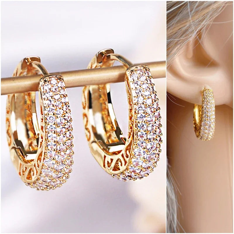 Hollow Gold Color Hoop Earrings