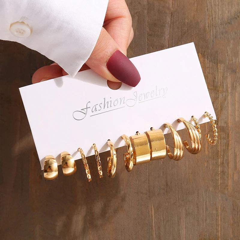 Gold Color Vintage  Pearl Earrings Set