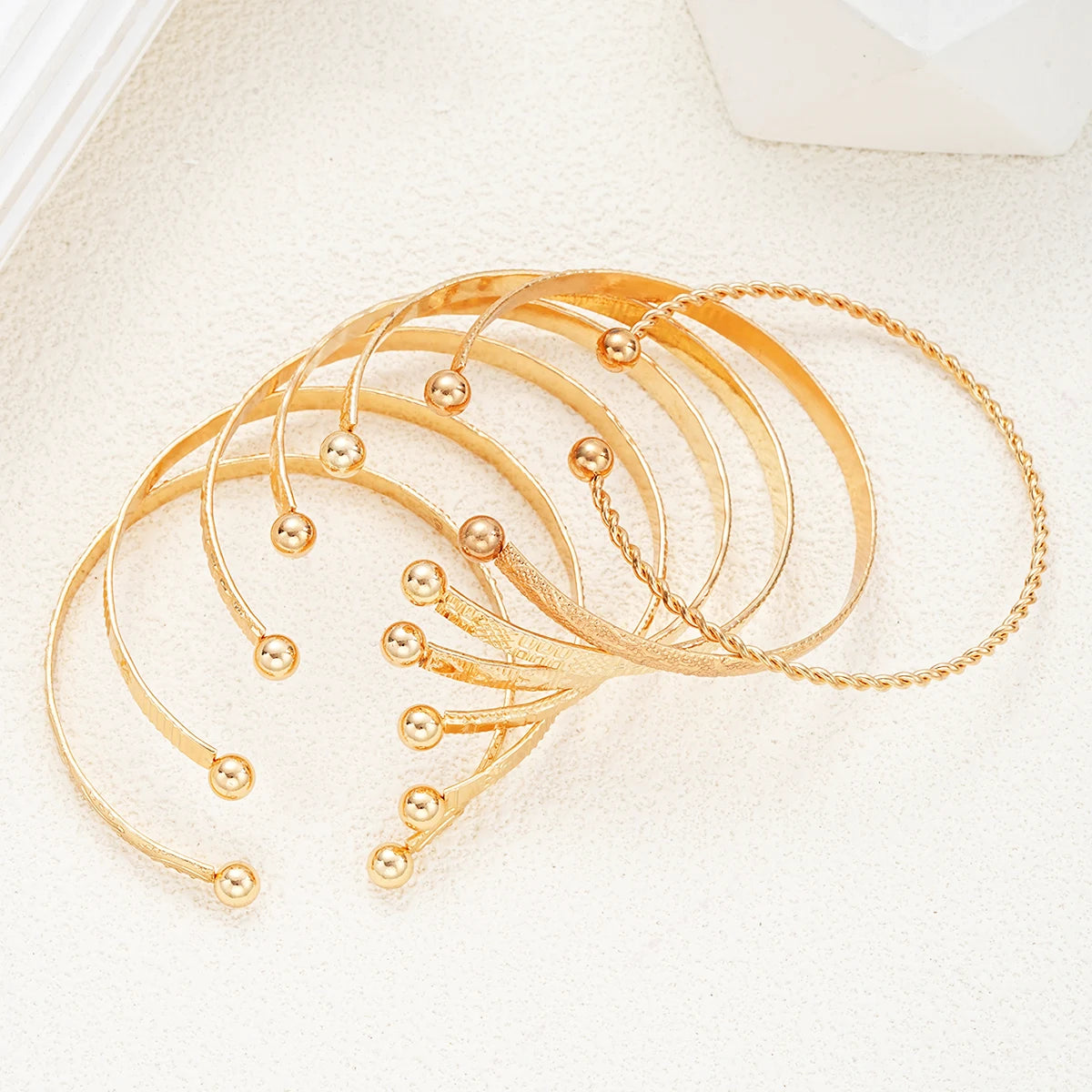 7 Pcs/Set Gold Color Bracelets for Women