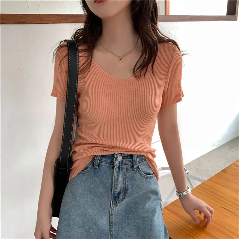 V-neck Thin Summer Knitted Sweater