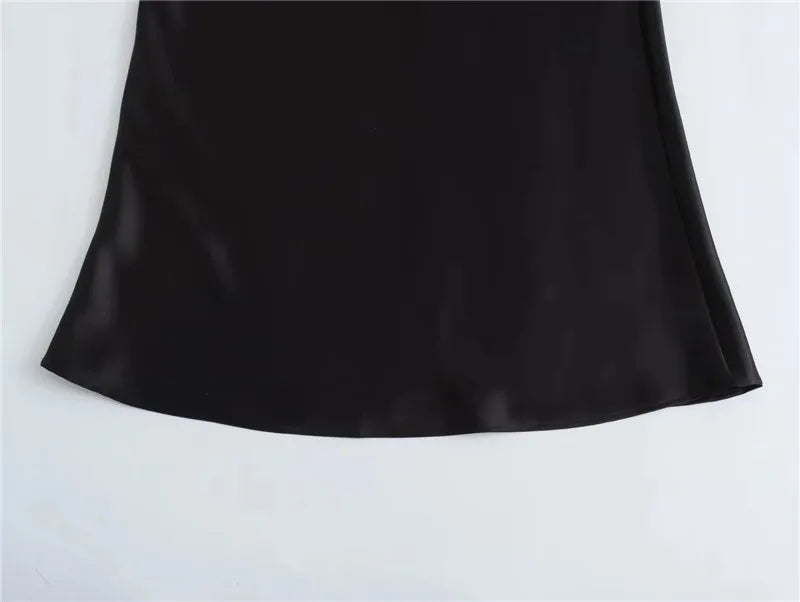 Woman High Waist Long Satin Skirt