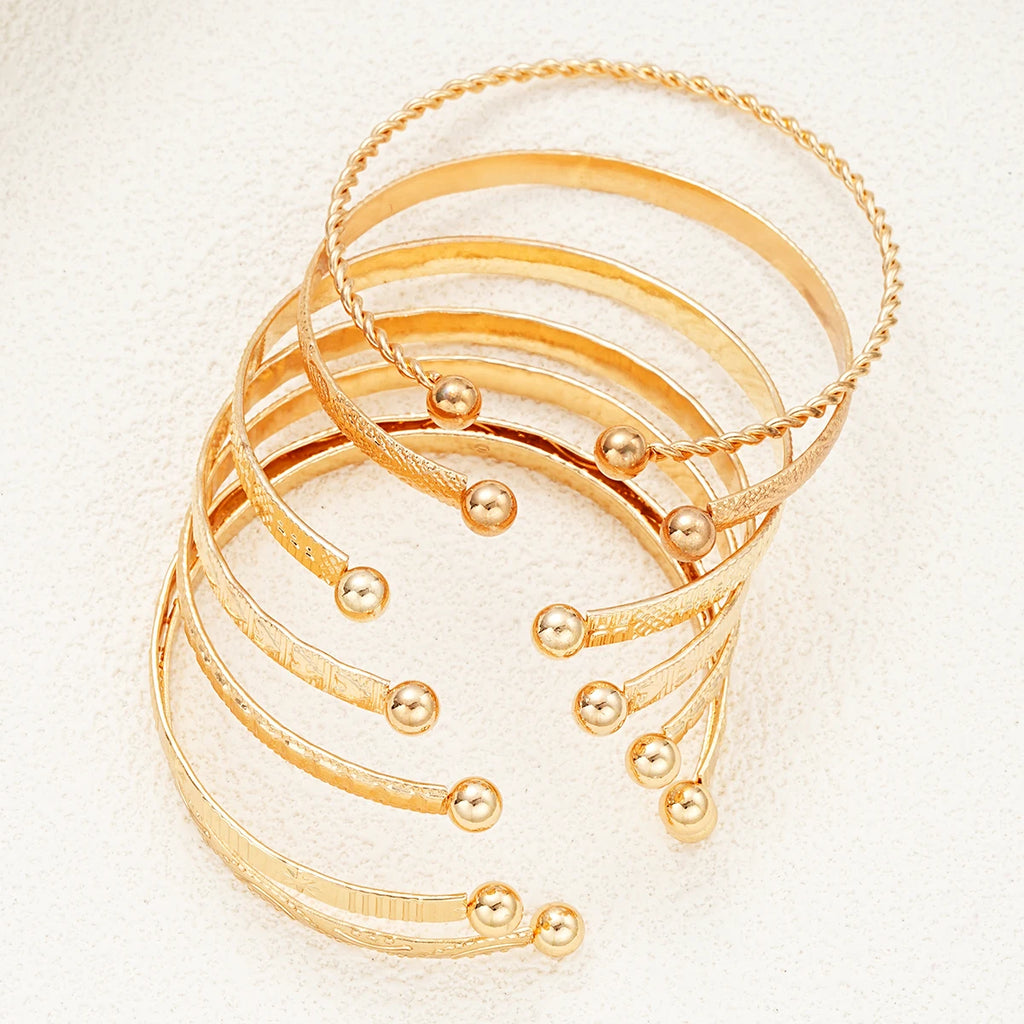 7 Pcs/Set Gold Color Bracelets for Women