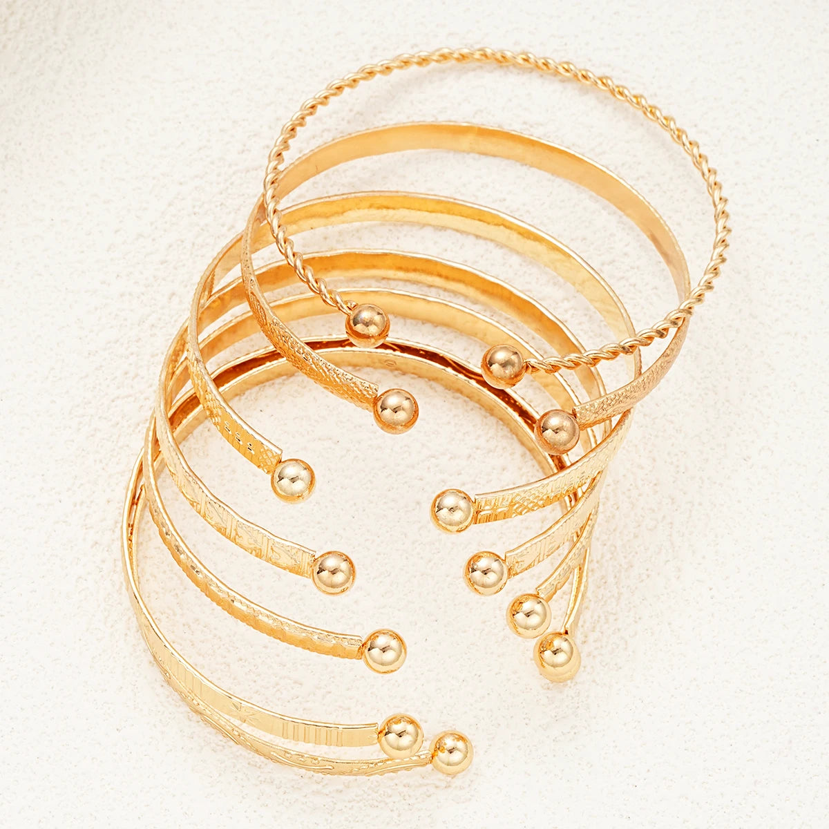 7 Pcs/Set Gold Color Bracelets for Women