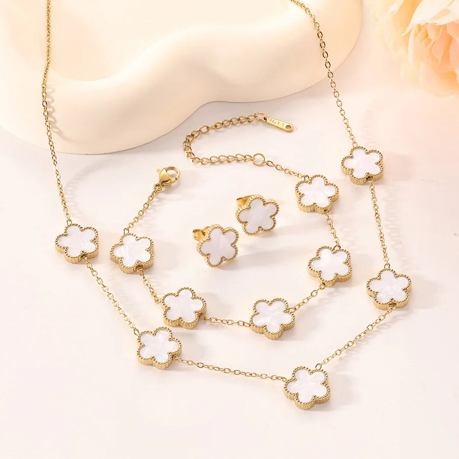 3Pcs Stainless Steel  Luxury Five Leaf Flower
