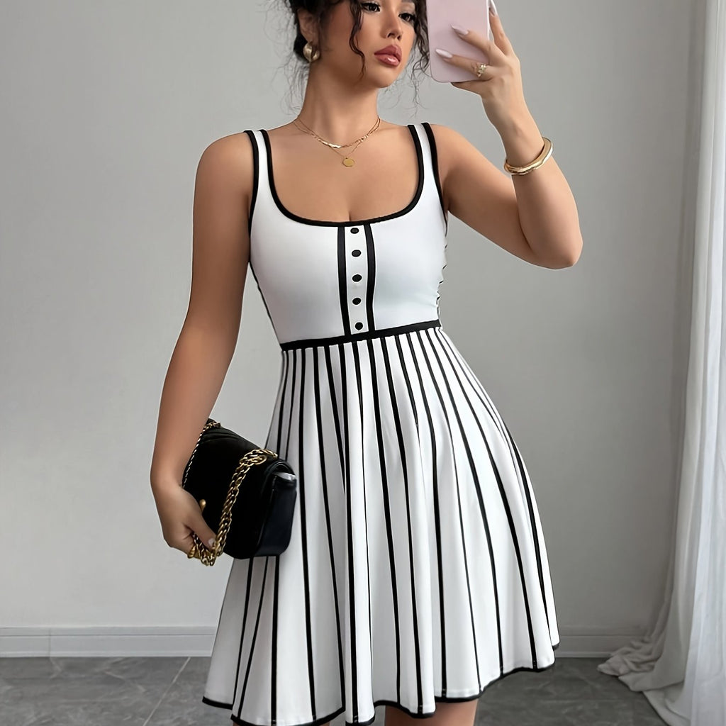 Elegant Striped Midi Dress