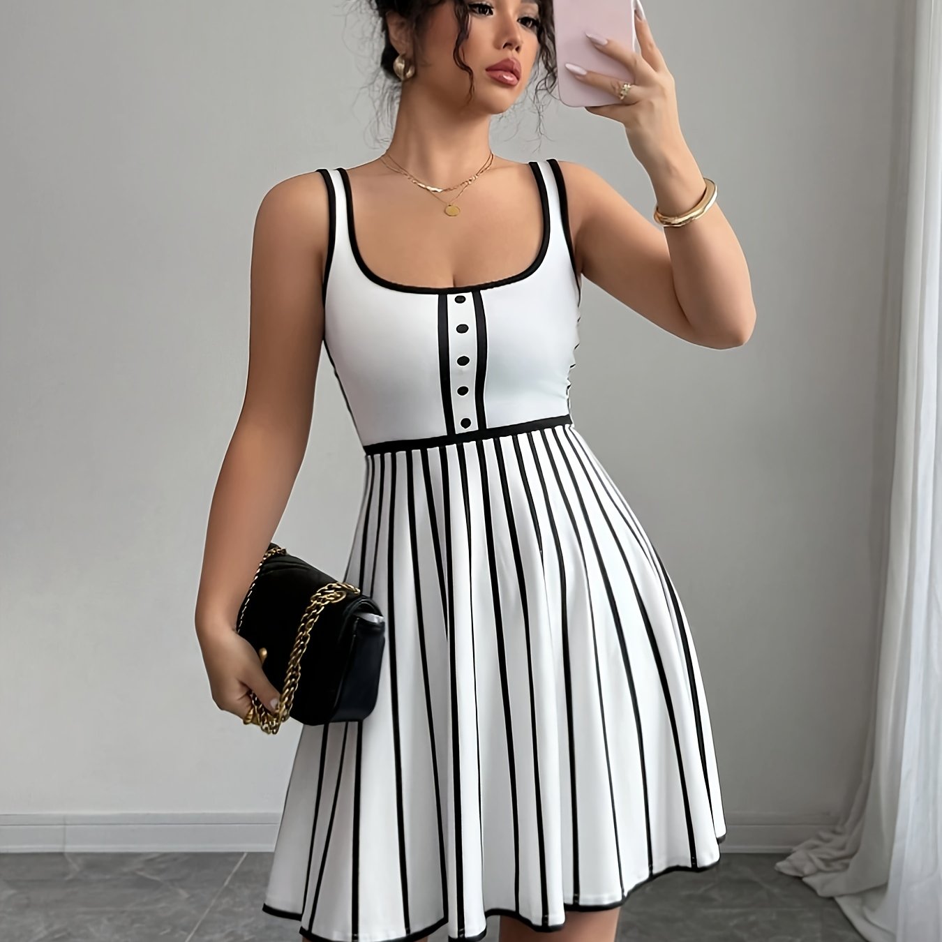 Elegant Striped Midi Dress