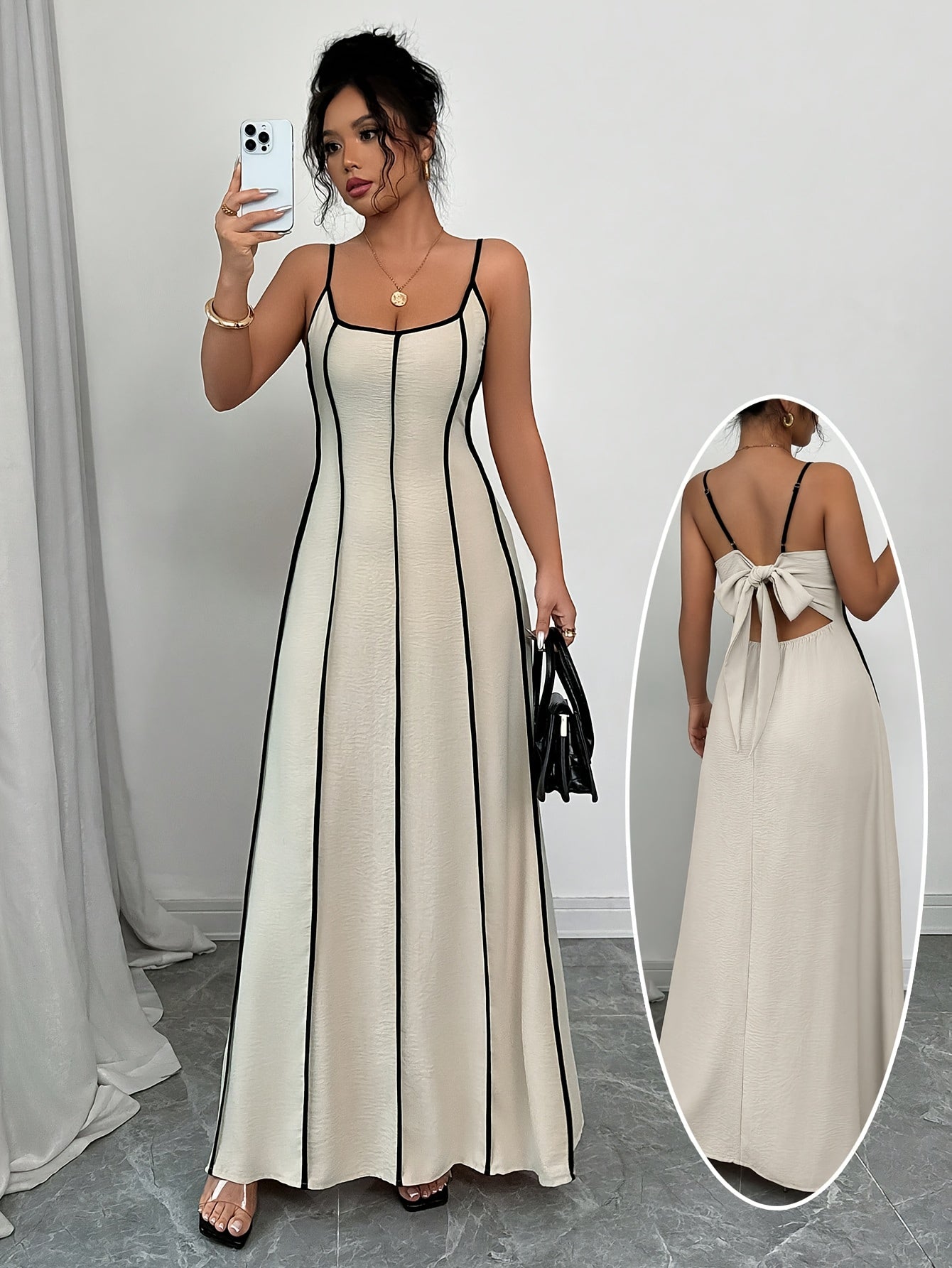 Elegant Two-Tone Maxi Dress