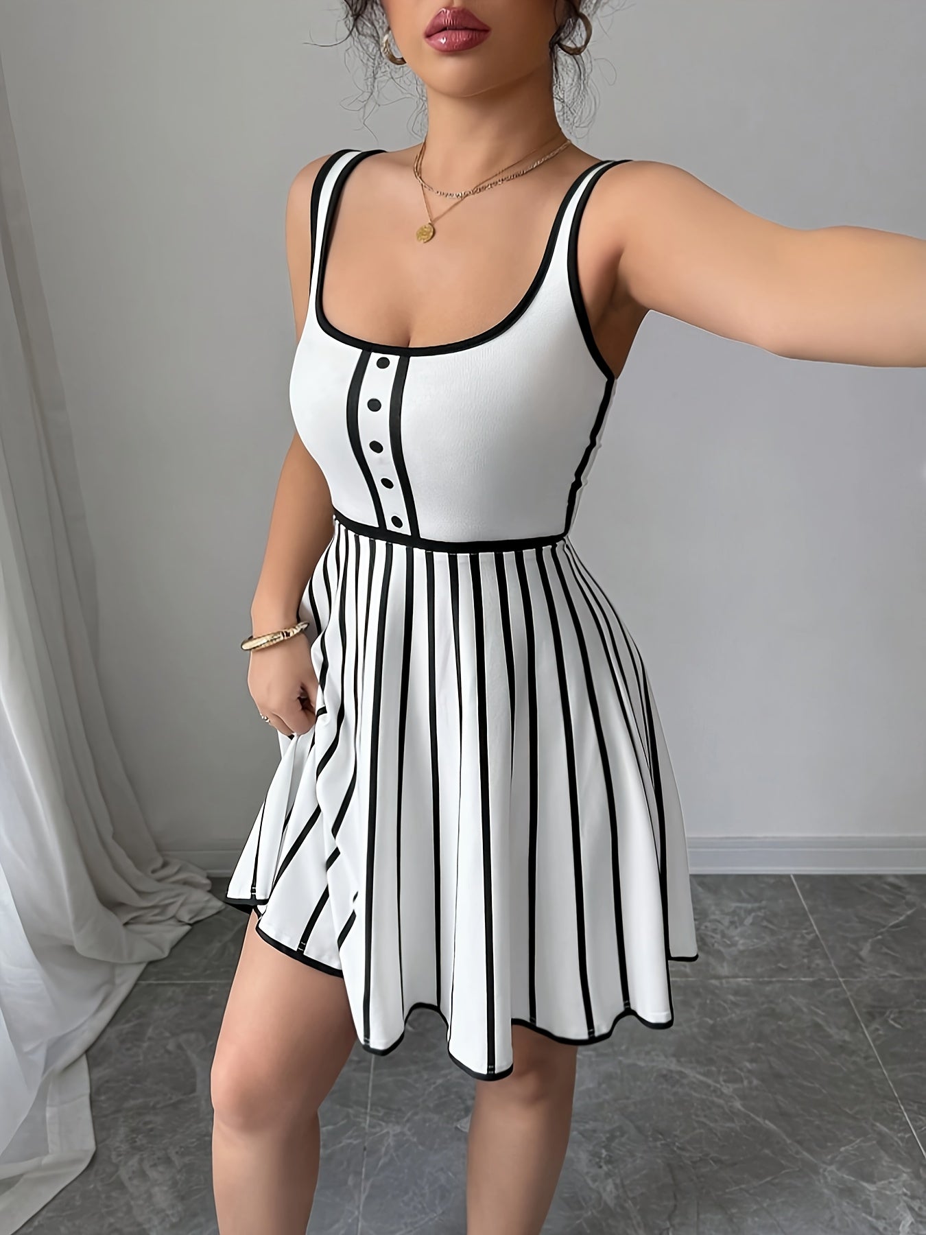 Elegant Striped Midi Dress